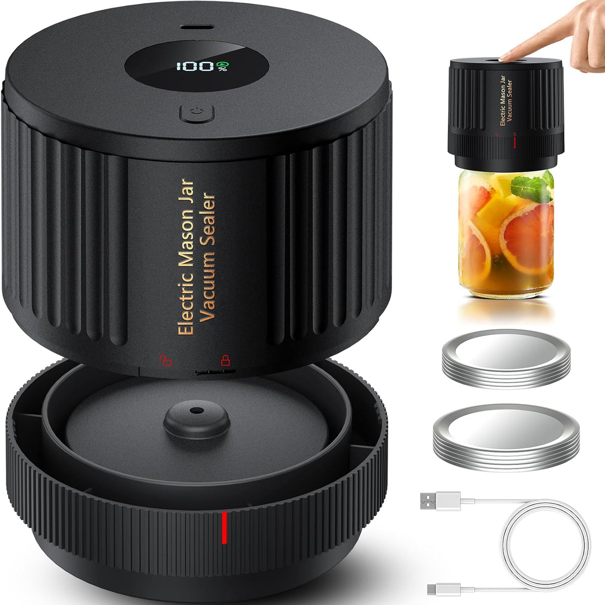 LOVE MOMENT Electric Mason Jar Sealer · 10 Lids