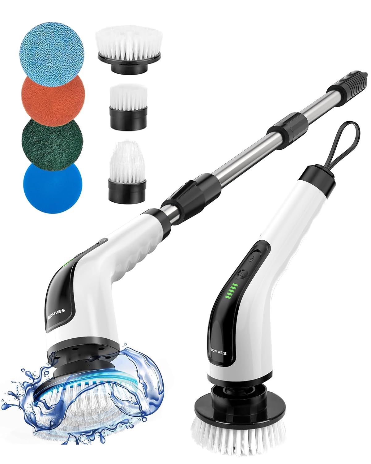 Bomves Cordless Spin Scrubber · 7 Brush Heads