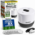 Roboseal Electric Mason Jar Vacuum Sealer Kit with 50 Lids, Jar Opener